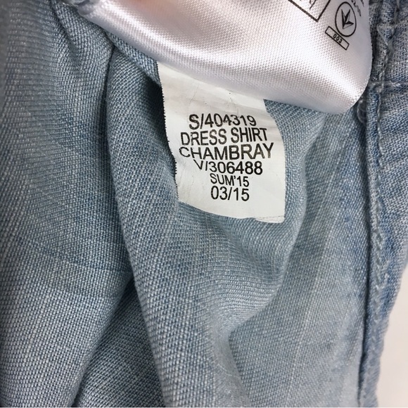 BANANA REPUBLIC Chambray Shirt Dress Light Wash Tie Waist Roll Tab Plus Size 14 - Picture 13 of 14